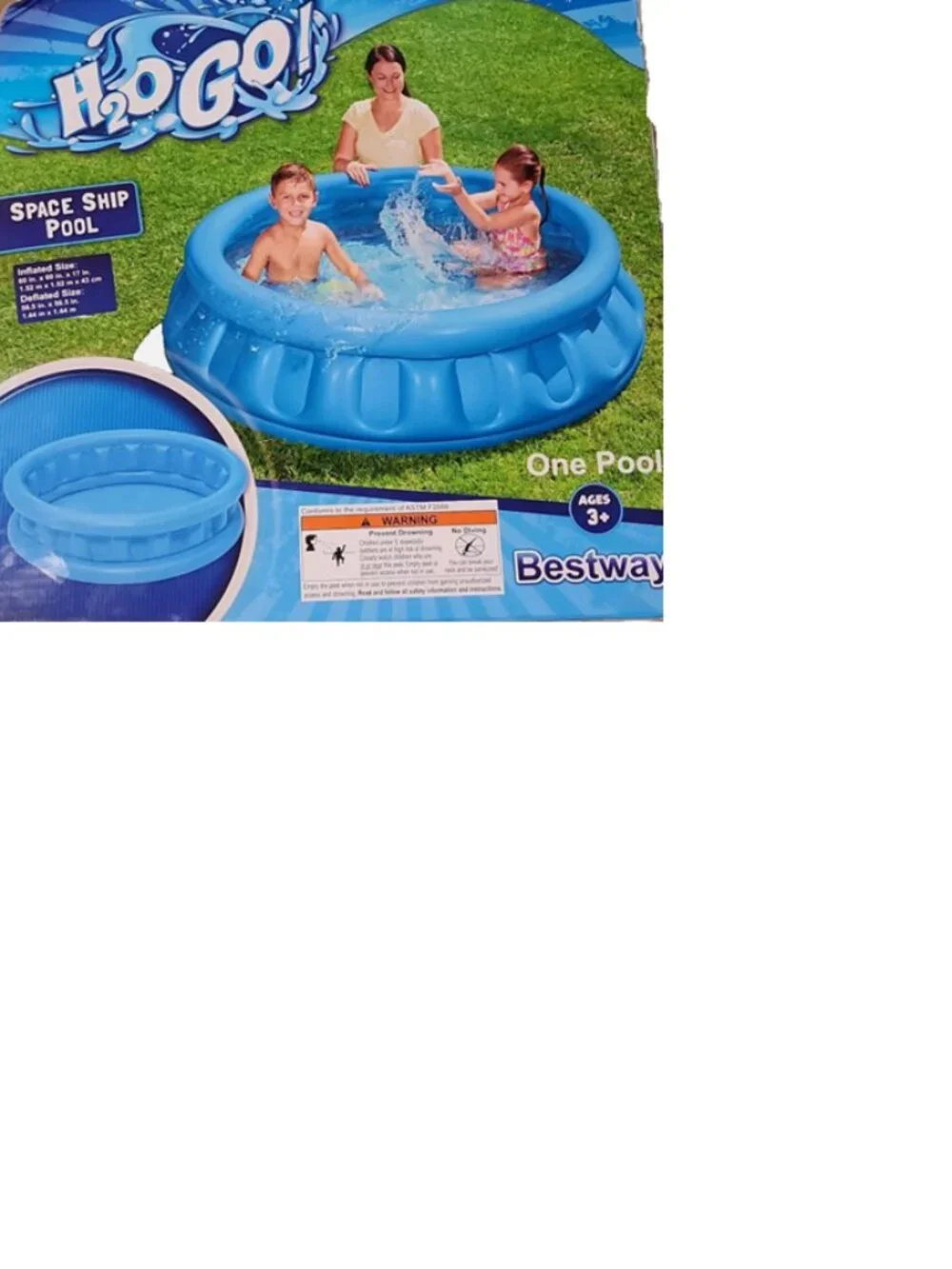 H2O GO Space Ship Inflatable Blow Up Kids Swimming Pool Blue New In Box